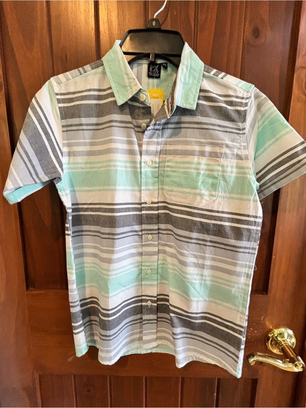 Boys' Mint & Gray Striped Short-Sleeve Button-Down Shirt